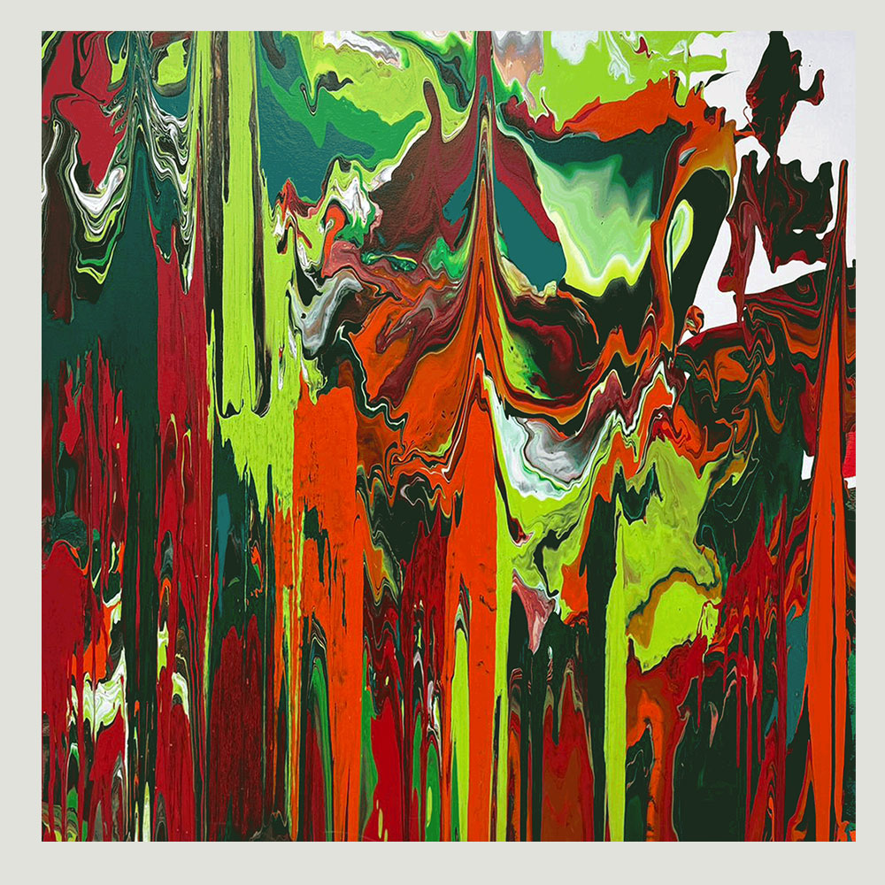 לַבָּה - ציור אקריליק מופשט בטכניקת נזילה