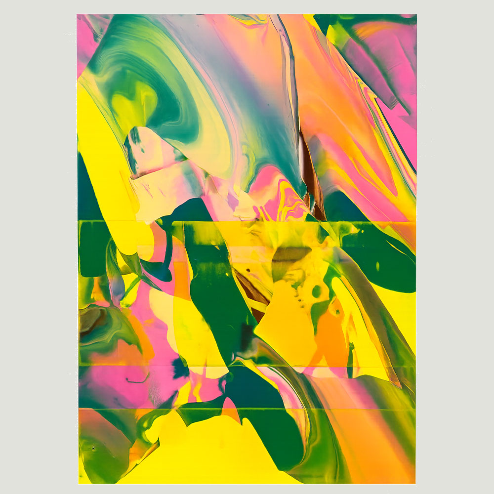 מקצב טרופי – ציור אקריליק מופשט בצבעים עזים