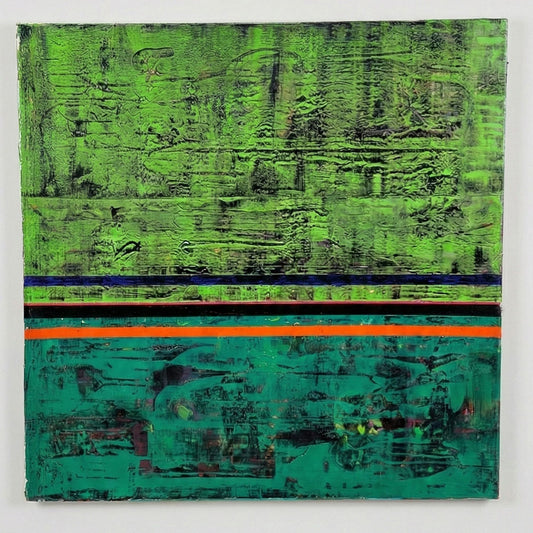תדר ירוק – ציור מופשט גדול בטקסטורה תעשייתית