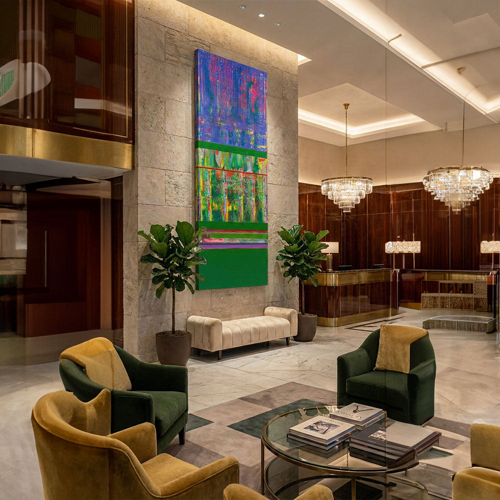 טוטם של טבע וצבע– ציור מופשט אנכי וגבוה (70x200)