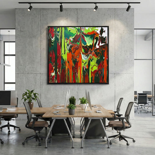 לַבָּה - ציור אקריליק מופשט בטכניקת נזילה