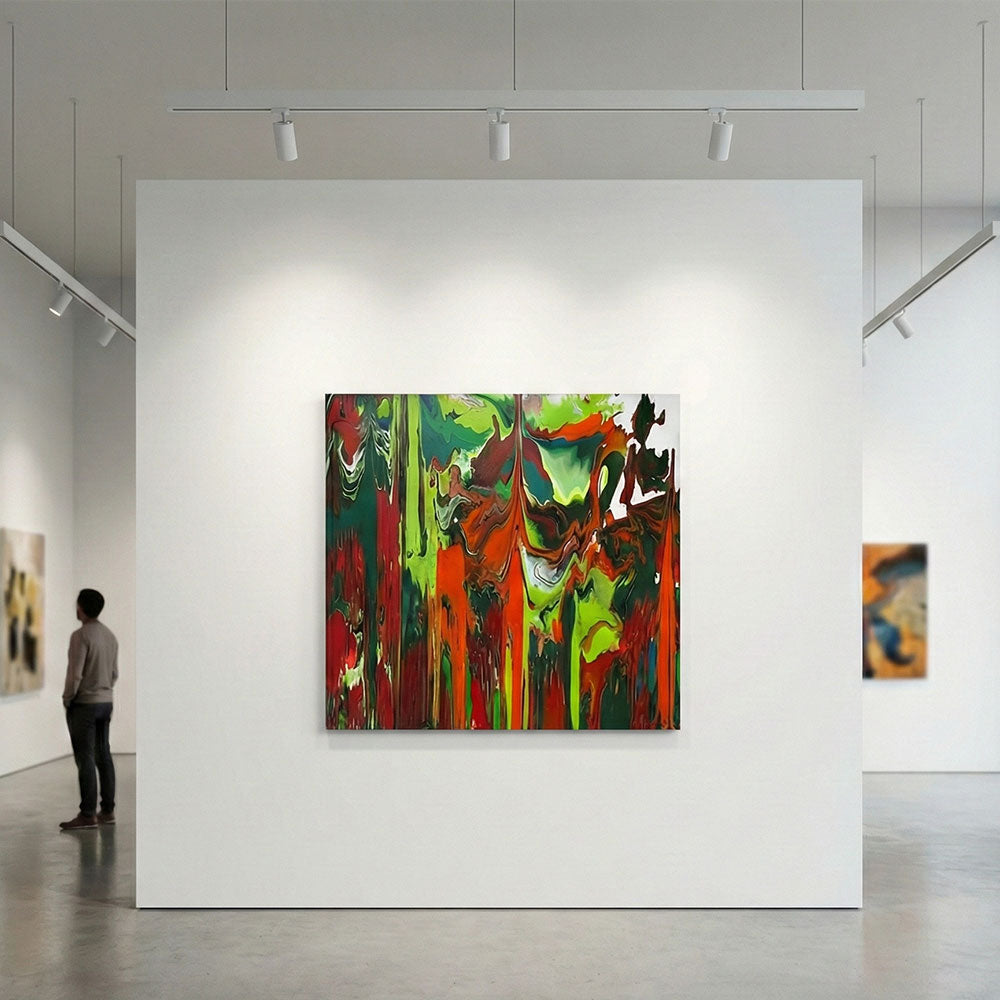 לַבָּה - ציור אקריליק מופשט בטכניקת נזילה